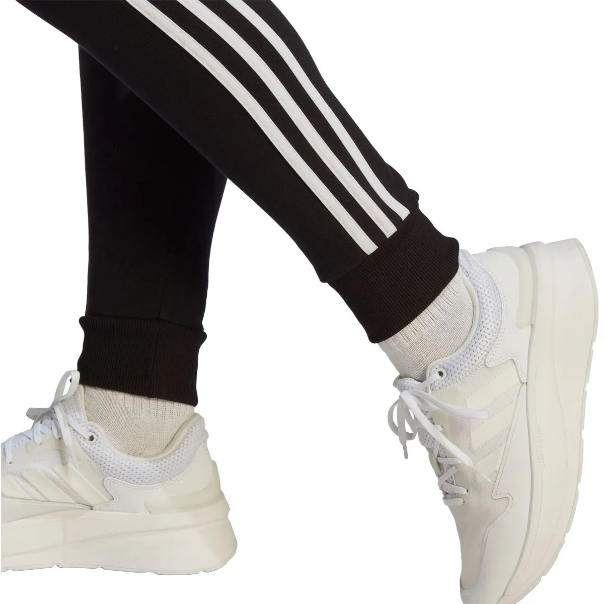 adidas Essentials 3 Stripes French Terry Cuffed Joggers - Womens - Black/White