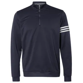 adidas Golf Men's Navy/White Climalite 3-Stripes French Terry Quarter-Zip Pullover