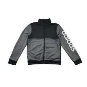 Adidas Sweatshirt 11-12 years grey and black panelled zip top