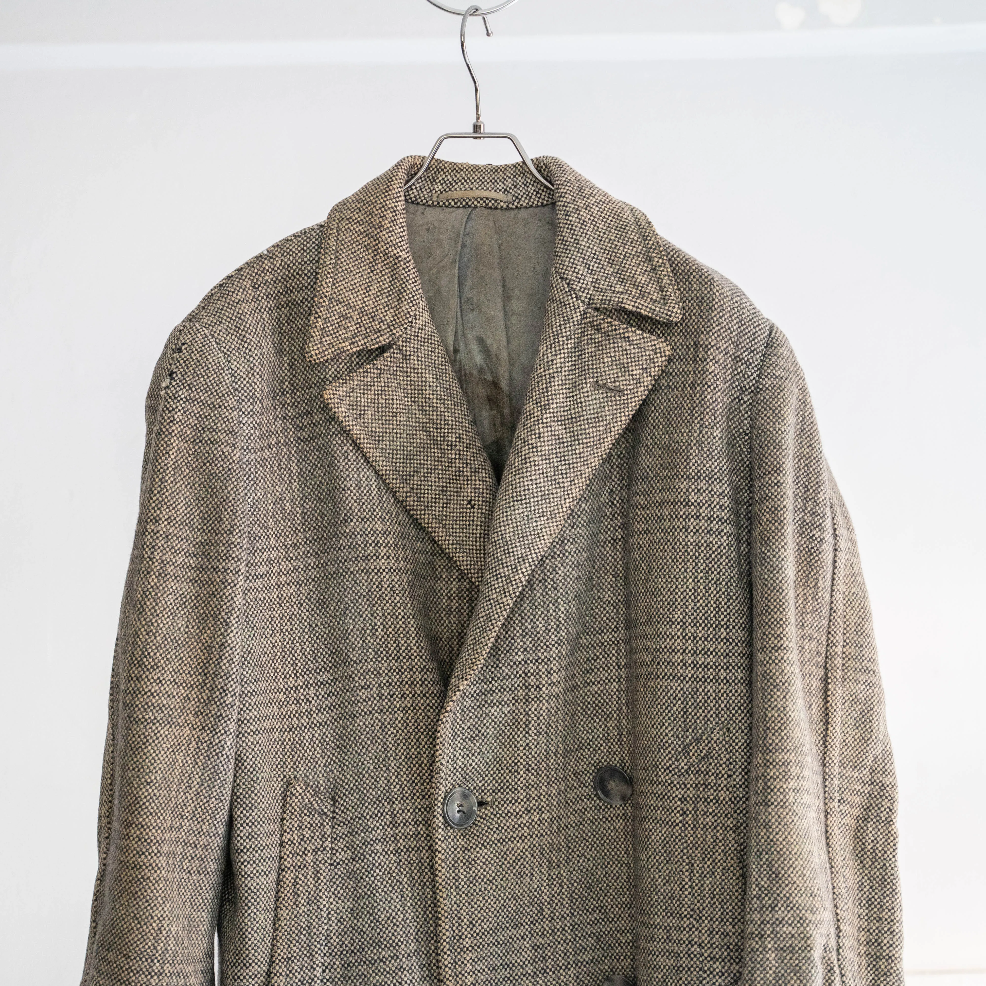 around 1960s France double breasted tweed coat "boro"