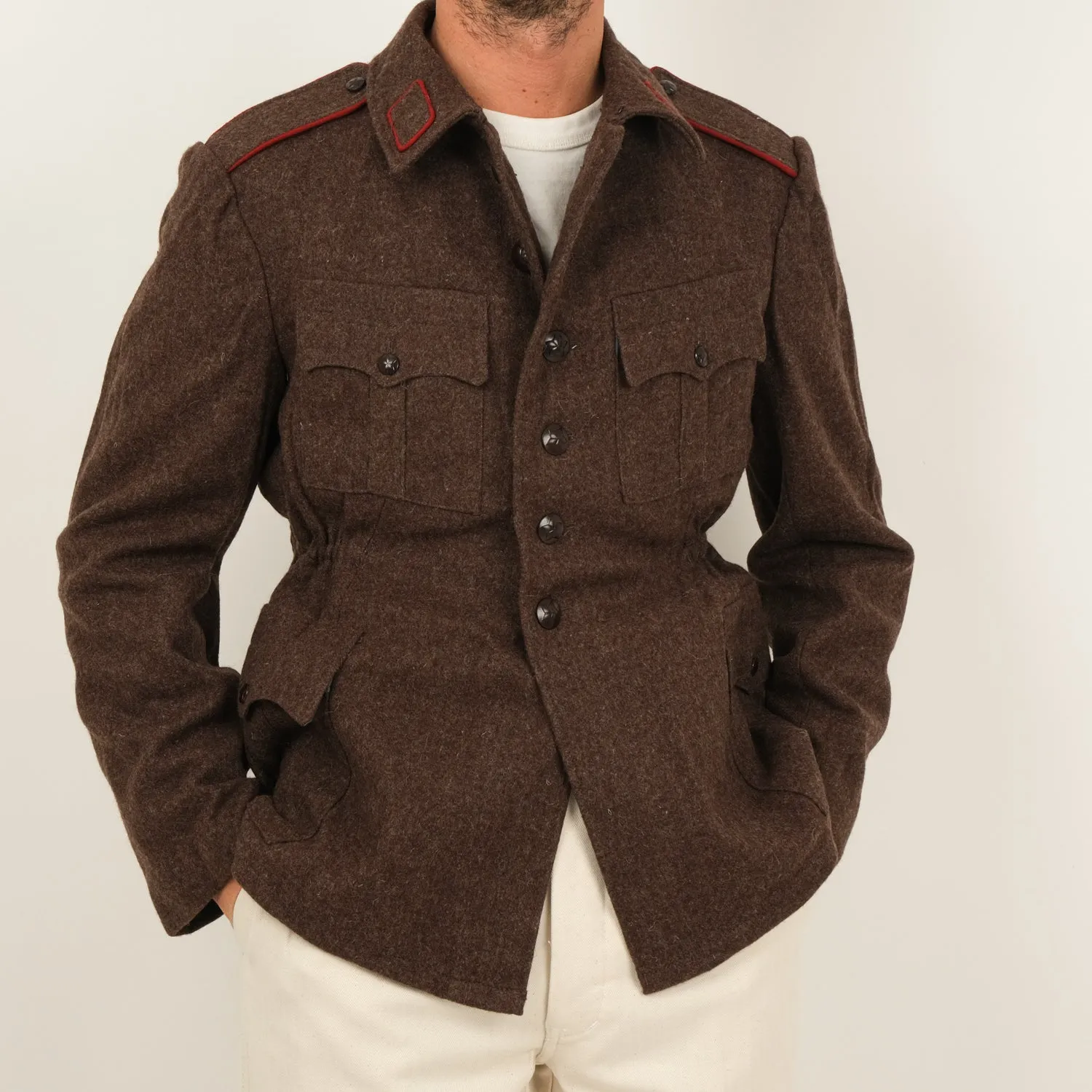 BROWN WOOL ARMY JACKET