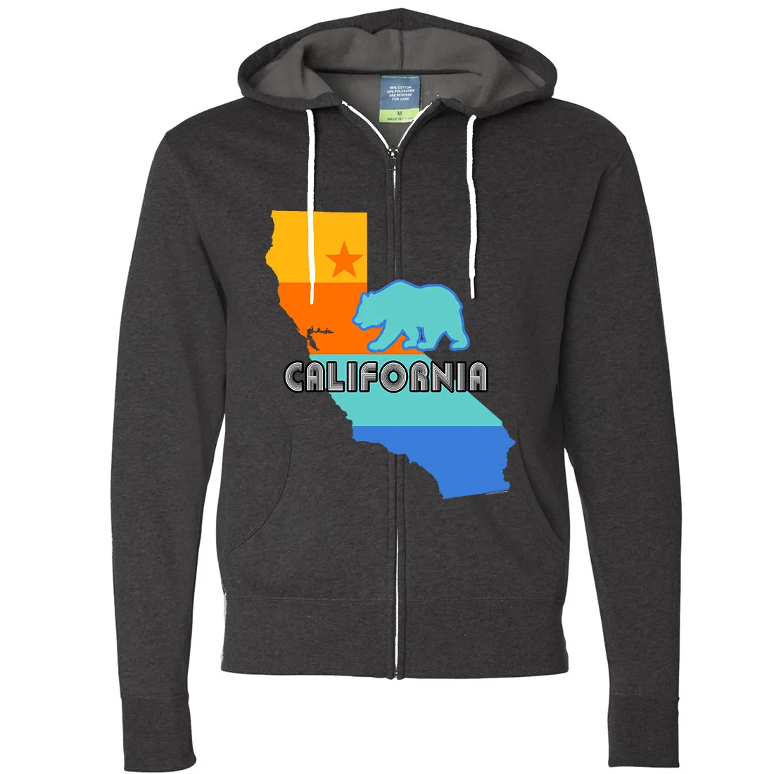 California Bear State Stripes Zip-Up Hoodie