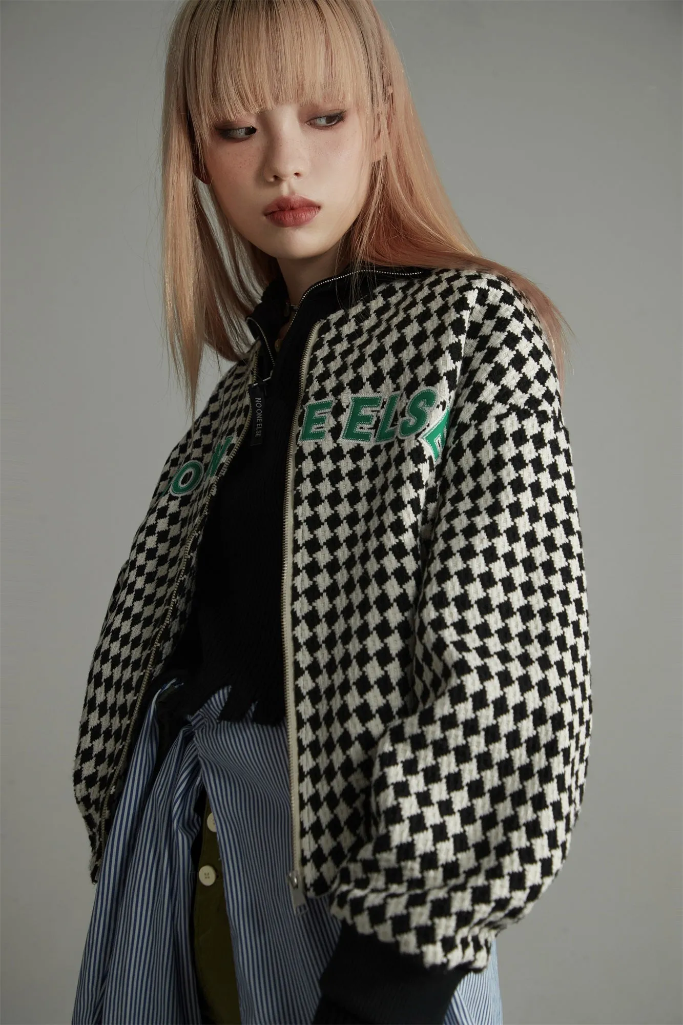 Chess Pattern Loose Fit Coat