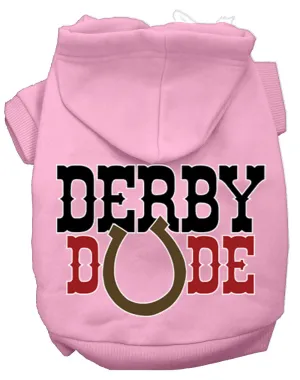 Derby Dude Screen Print Dog Hoodie Light Pink Xs