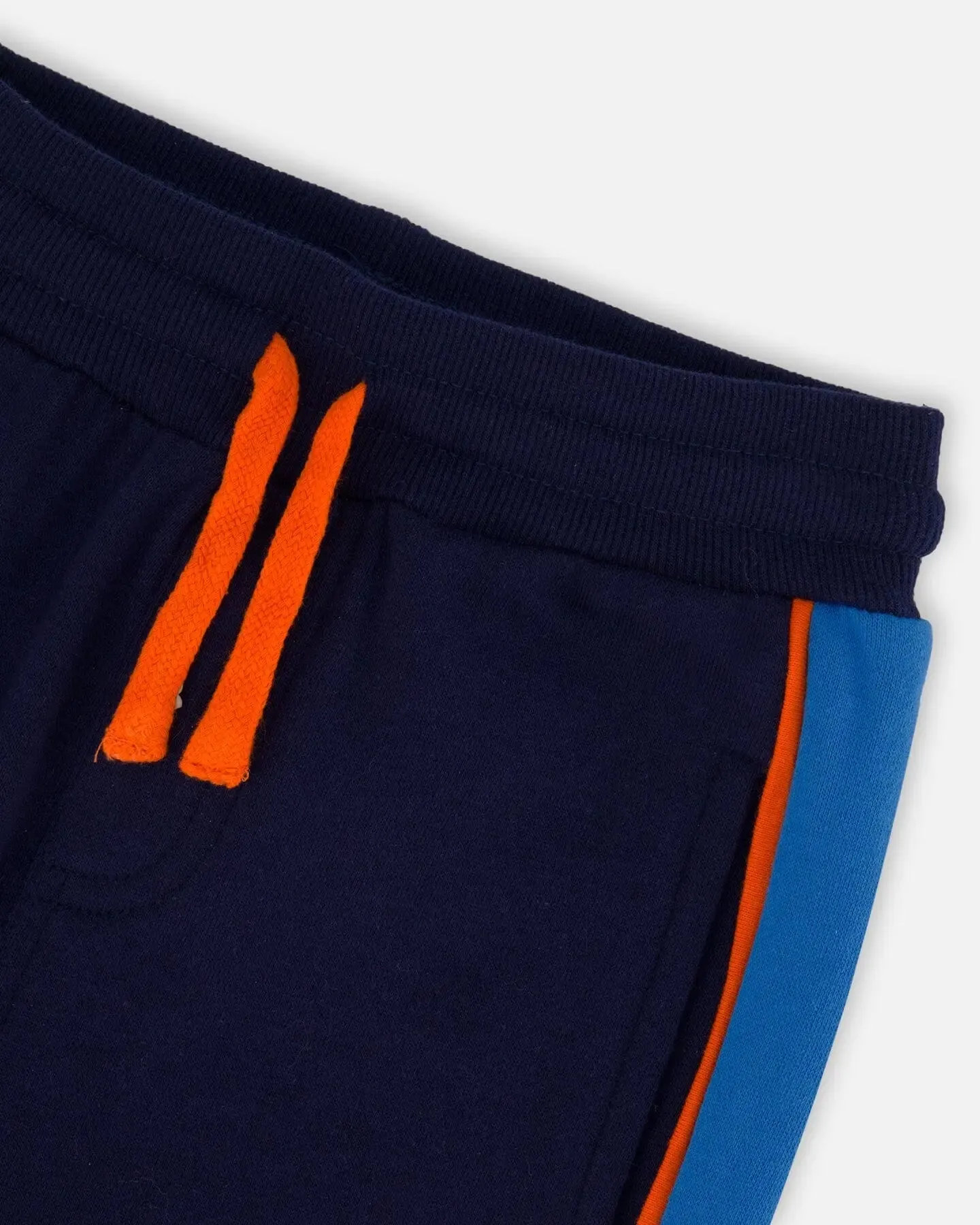 Fleece Sweatpants With Contrast Sides Navy