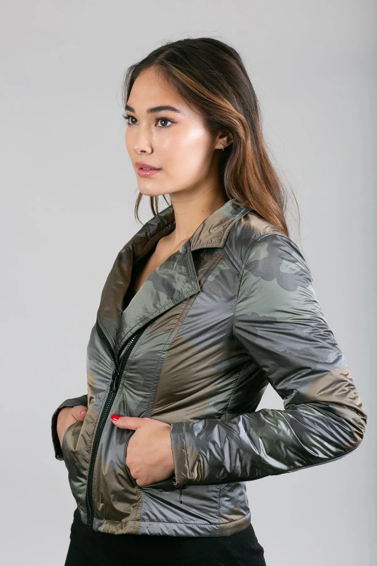 Iridescent Nylon Moto Jacket