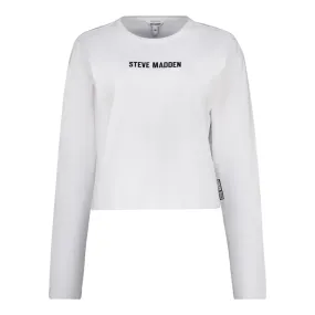 KIM WHITE BOXY LONG SLEEVE LOGO TEE