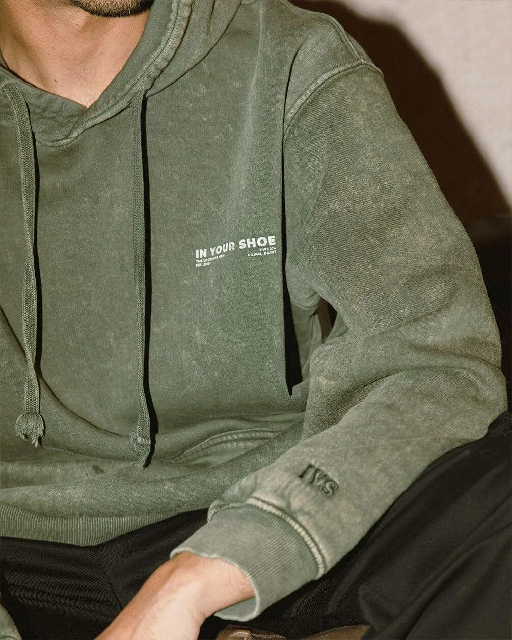 Olive Green Acid Washed Hoodie