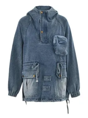 Patchwork Pockets Casual Denim Jackets For Women