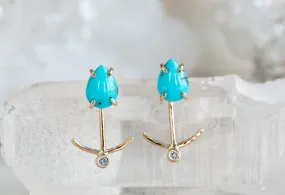 Turquoise   Diamond Ear Jackets